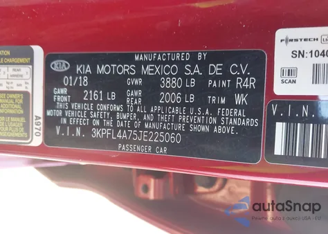 2018 Kia Forte S z USA, uszkodzony, nr VIN 3KPFL4A75JE225060